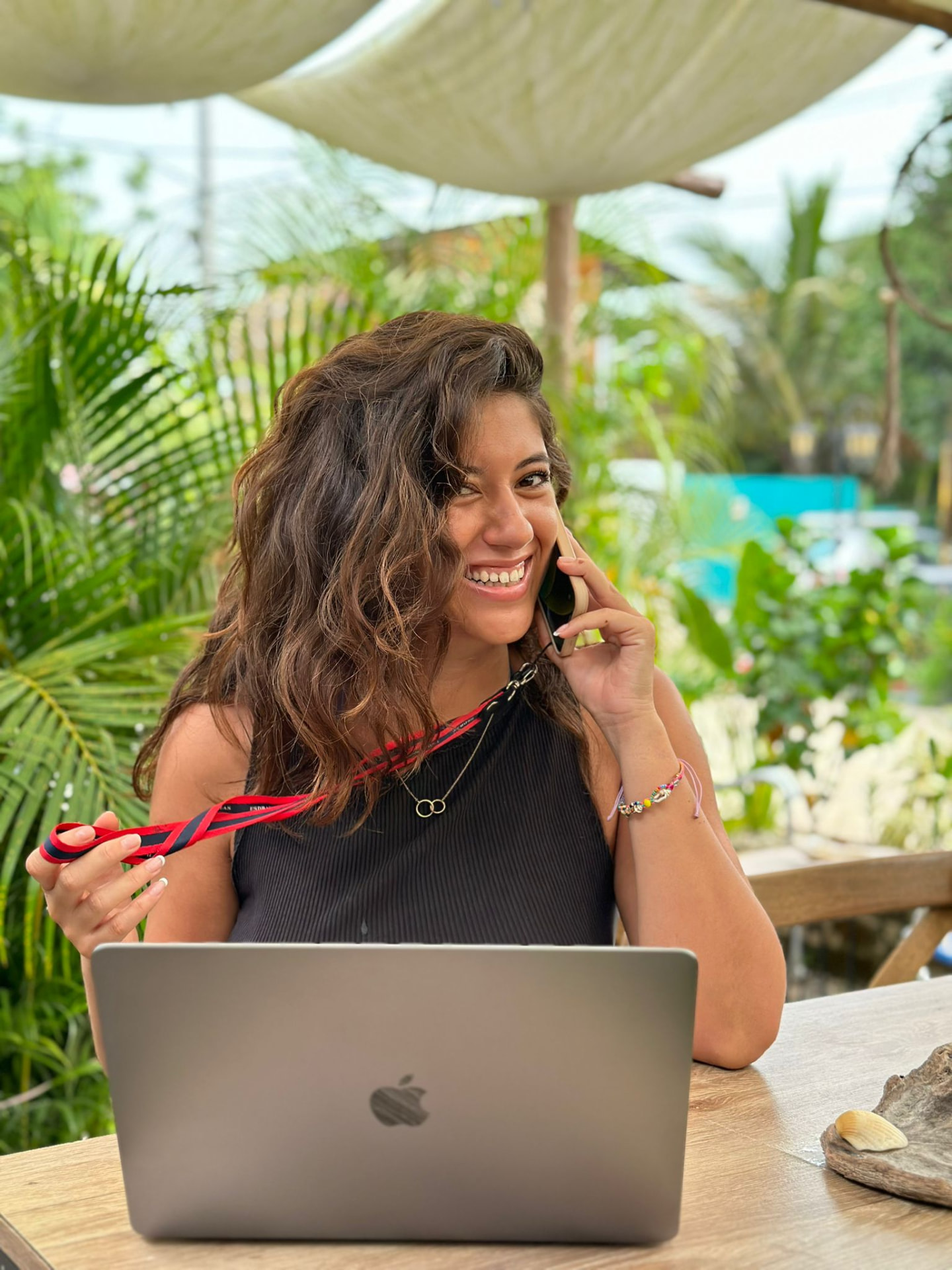 Ella on a client call while working remotely